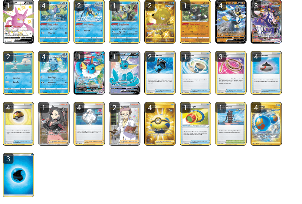 Deck Pokémon de Água c/ Vaporeon V e Vmax